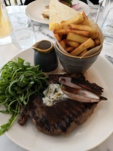 Himalayan salt-aged steak with triple cooked chips