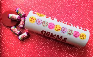 Large tube with Love Hearts sweets