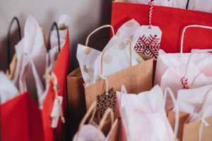 Christmas presents in gift bags